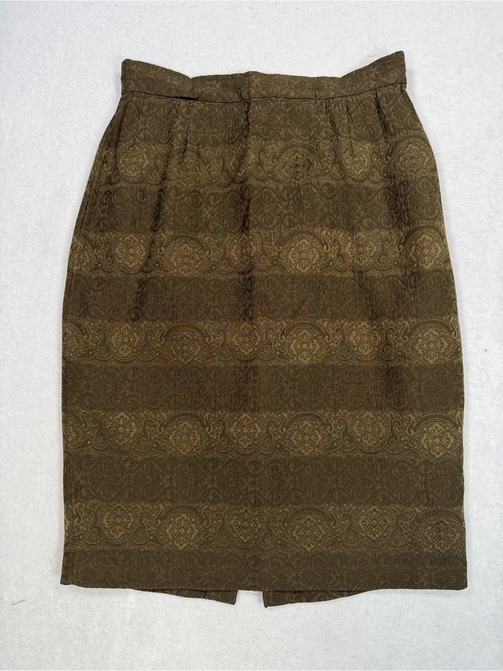Vintage 90’s Olive Brown Jacquard Pencil Skirt
